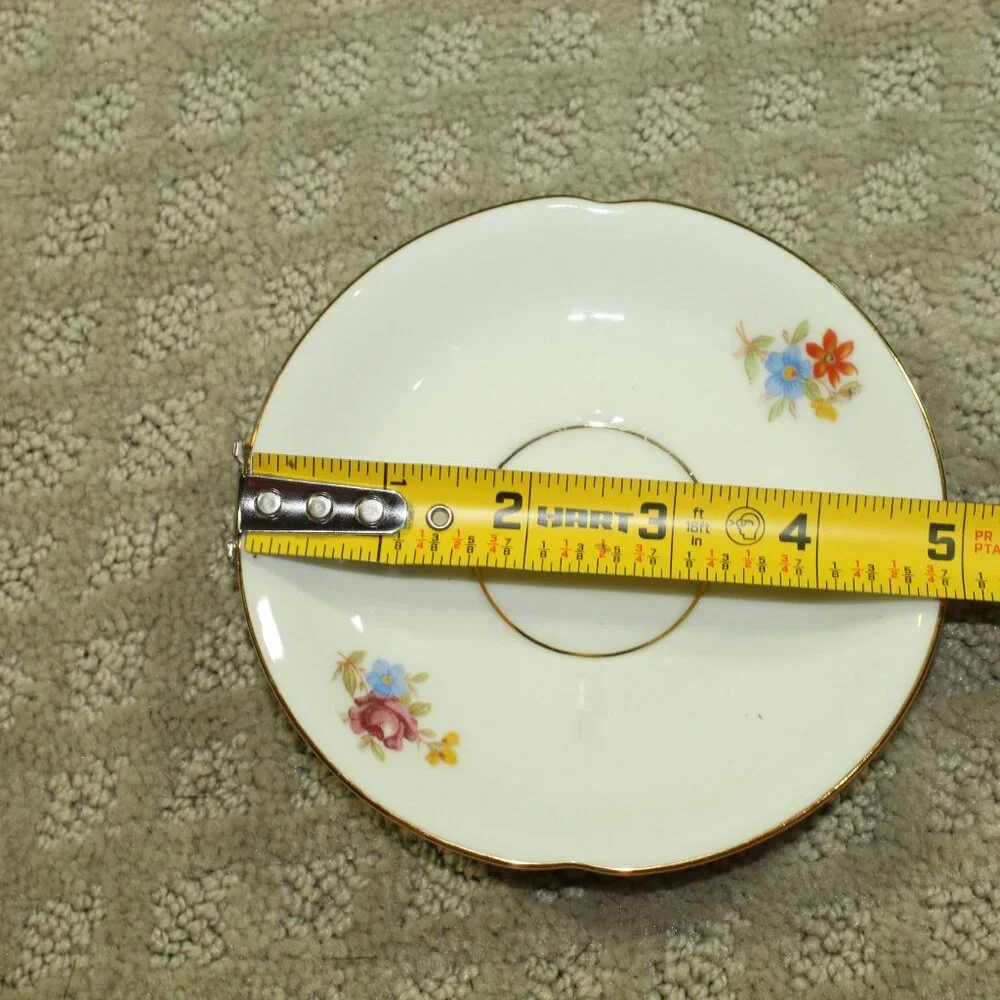 Set of 5 Antique GKC German US Zone Two Gold Trimmed Floral Cups/Saucers & Sugar